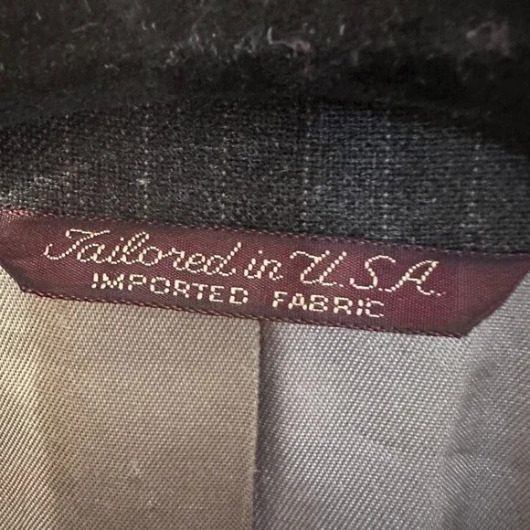 CRICKETEER 2 Piece Suit Mens 44R 32X30 Charcoal Single Vented Half Lined USA